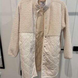 Athleta Girl Cream Sherpa Long Jacket SZ L/12